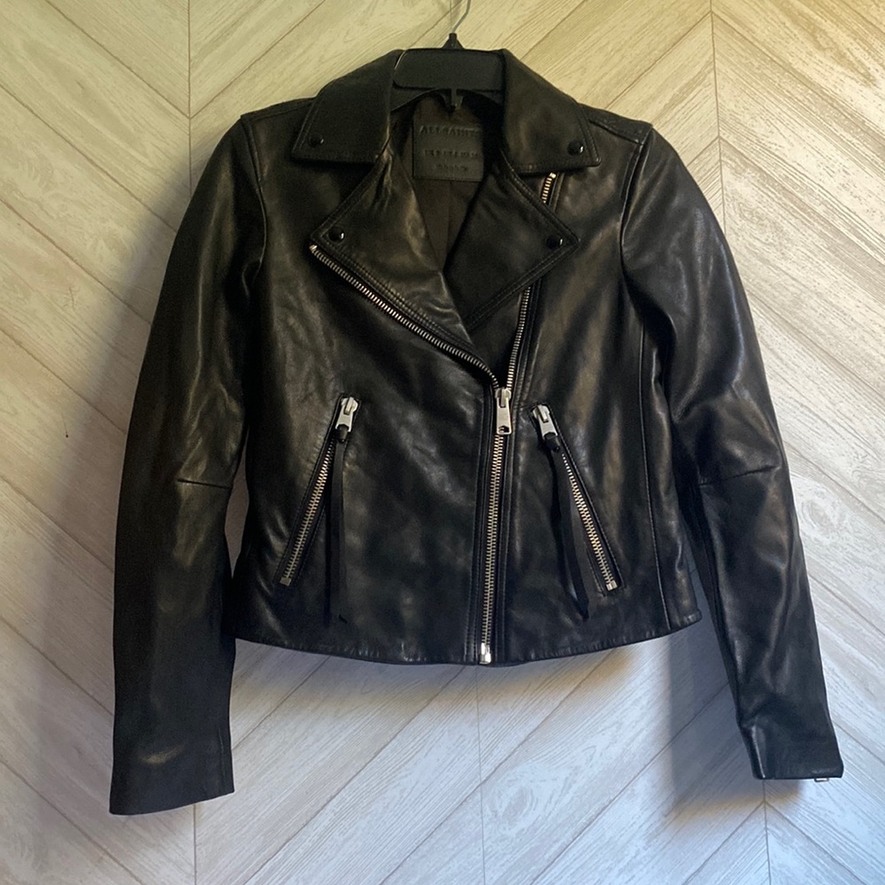 All Saints Midnight Leather Biker Jacket